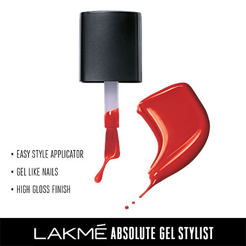 Lakme Absolute Gel Stylist Nail Color, 12 ml Tomato Tango 