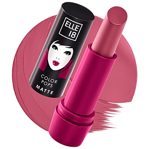 Elle 18 Color Pops Matte Lip Colour, 4.3 g W12 Mauve Date Smooth Texture, Moisturising, Shea Butter & Jojoba Oil, Even Application