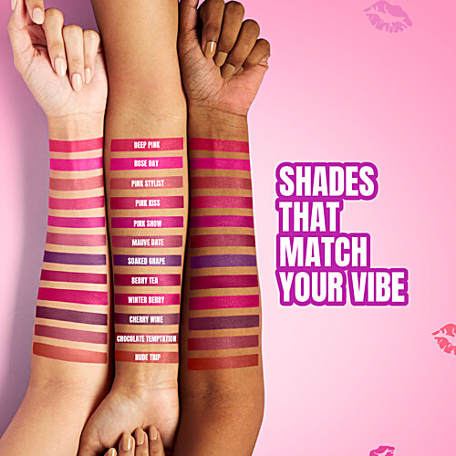 Elle 18 Color Pops Matte Lip Colour, 4.3 g R33 Code Red Smooth Texture, Moisturising, Shea Butter & Jojoba Oil, Even Application