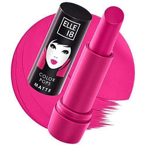 Elle 18 Color Pops Matte Lip Colour, 4.3 g P31 Rose Day Smooth Texture, Moisturising, Shea Butter & Jojoba Oil, Even Application
