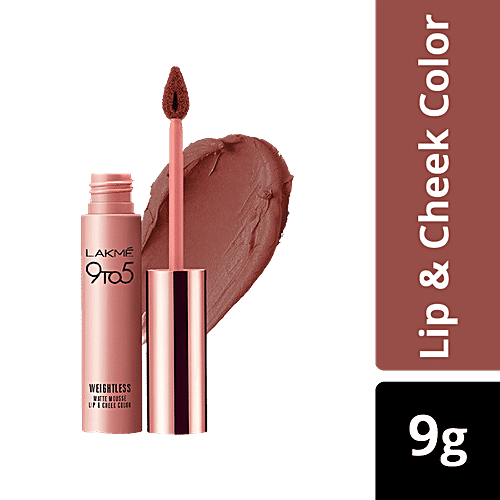 Lakme 9 To 5 Weightless Mousse Lip & Cheek Colour, 9 g Burgundy Lush 