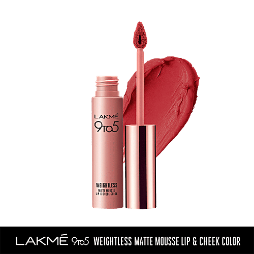 Lakme 9 To 5 Weightless Mousse Lip & Cheek Colour, 9 g Crimson Silk 