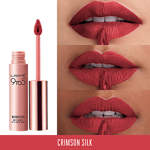 Lakme 9 To 5 Weightless Mousse Lip & Cheek Colour, 9 g Crimson Silk 