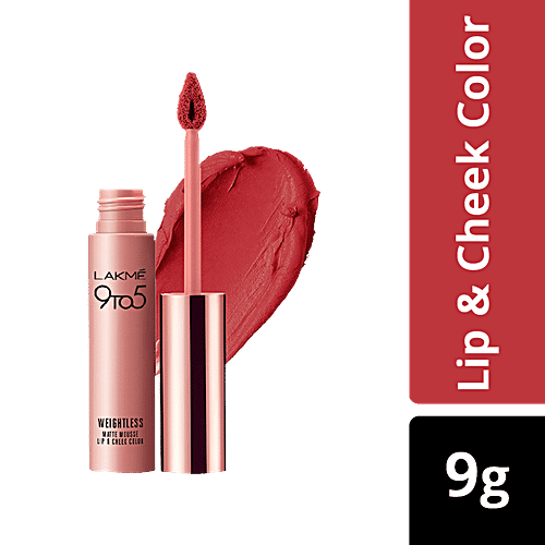 Lakme 9 To 5 Weightless Mousse Lip & Cheek Colour, 9 g Crimson Silk 