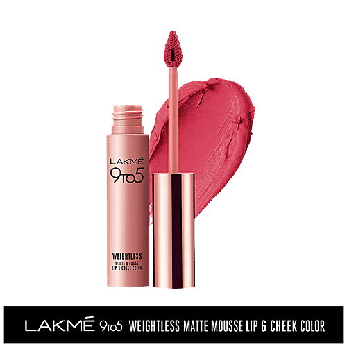 Lakme 9 To 5 Weightless Mousse Lip & Cheek Colour, 9 g Plum Feather 