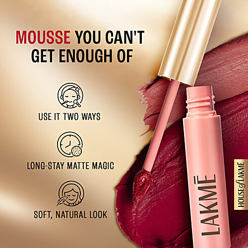 Lakme 9To5 Weightless Matte Mousse Lip & Cheek Color, 9 g Plum Feather 