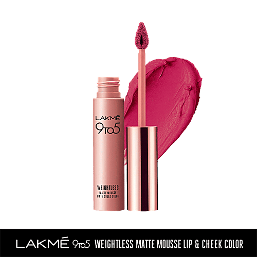 Lakme 9 To 5 Weightless Mousse Lip & Cheek Colour, 9 g Fuchsia Sude