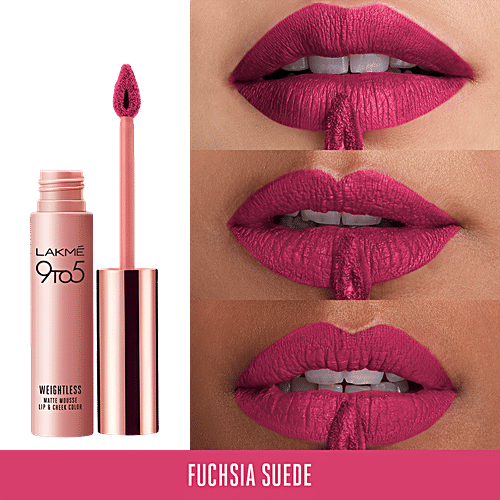 Lakme 9 To 5 Weightless Mousse Lip & Cheek Colour, 9 g Fuchsia Sude