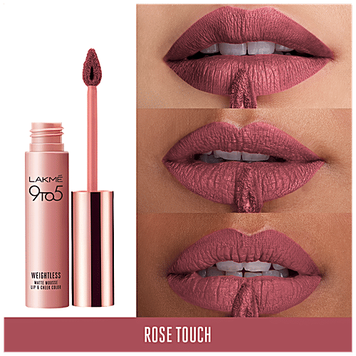 Lakme 9 To 5 Weightless Mousse Lip & Cheek Colour, 9 g Rose Touch 