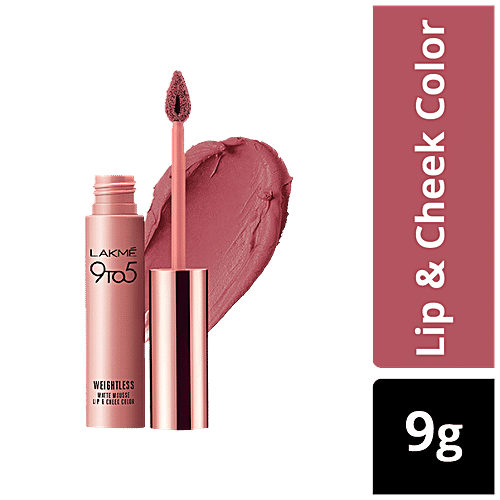 Lakme 9 To 5 Weightless Mousse Lip & Cheek Colour, 9 g Rose Touch 