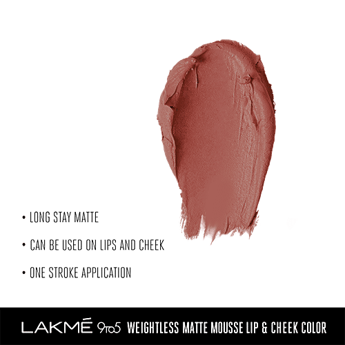 Lakme 9 To 5 Weightless Mousse Lip & Cheek Colour, 9 g Coffee Lite 