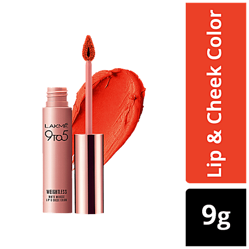 Lakme 9 To 5 Weightless Mousse Lip & Cheek Colour, 9 g Tangerine Fluff 