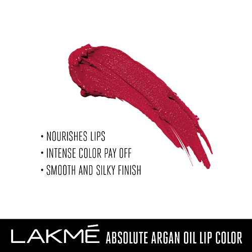 Lakme Absolute Argan Oil Lip Colour, 3.4 g Crimson Silk 
