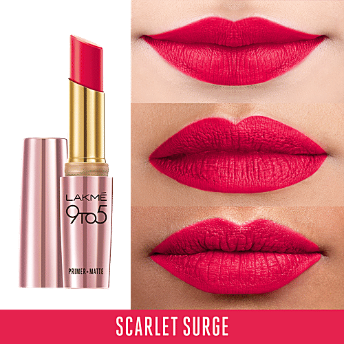 Lakme 9 To 5 Primer + Matte Lip Colour, 3.6 g Scarlet Surge MR22 