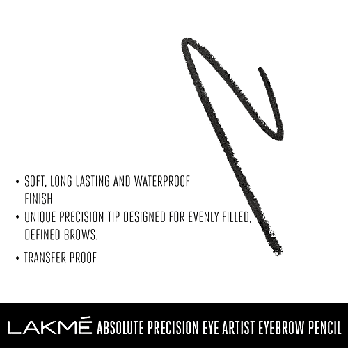 Lakme Absolute Precision Eye Artist Eyebrow Pencil, 0.35 g Natural Black Transfer Proof & Waterproof