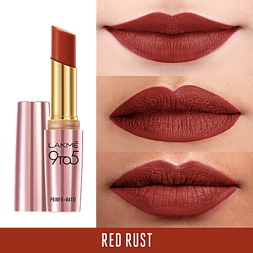 Lakme 9 To 5 Primer + Matte Lip Colour, 3.6 g Red Rust 