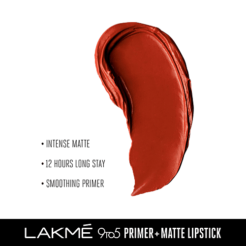 Lakme 9 To 5 Primer + Matte Lip Colour, 3.6 g Red Rust 