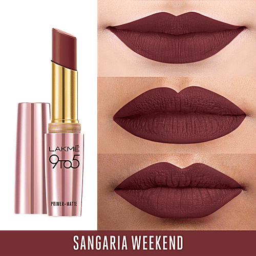 Lakme 9 To 5 Primer + Matte Lip Colour, 3.6 g Sangria Weekend 