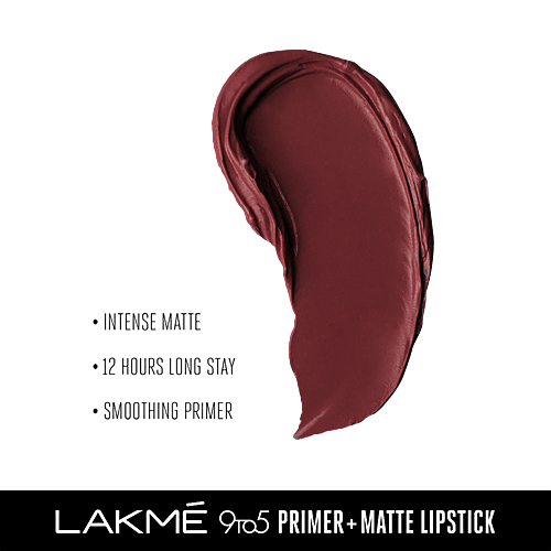 Lakme 9 To 5 Primer + Matte Lip Colour, 3.6 g Sangria Weekend 