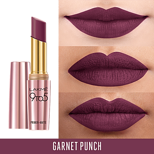 Lakme 9 To 5 Primer + Matte Lip Colour, 3.6 g Garnet Punch 