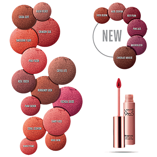 Lakme 9 To 5 Weightless Matte Mousse Lip & Cheek Colour, 9 g Scarlet Plum 