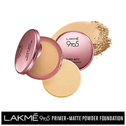Lakme 9 to 5 Primer + Matte Powder Foundation Compact, 9 g Ivory Cream 