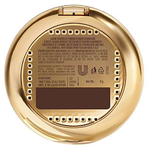 Lakme Powerplay Priming Powder Foundation, 9 g Ivory Cream 3-in-1 Primer/Foundation/Compact, Lasting Matte