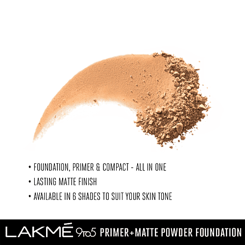 Lakme 9 to 5 Primer + Matte Powder Foundation Compact, 9 g Natural Light 