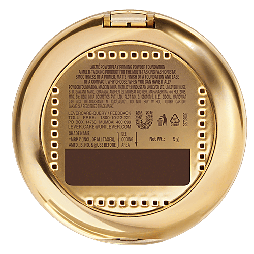 Lakme 9 to 5 Primer + Matte Powder Foundation Compact, 9 g Honey Dew 