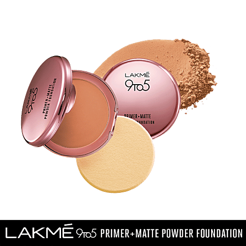 Lakme 9 to 5 Primer + Matte Powder Foundation Compact, 9 g Natural Almond 