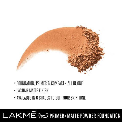 Lakme 9 to 5 Primer + Matte Powder Foundation Compact, 9 g Natural Almond 