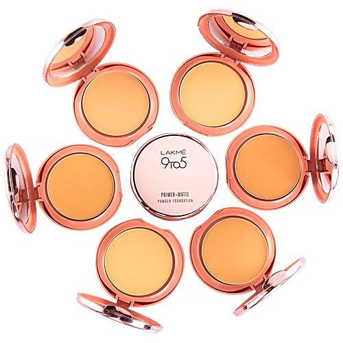 Lakme 9 to 5 Primer + Matte Powder Foundation Compact, 9 g Natural Almond 