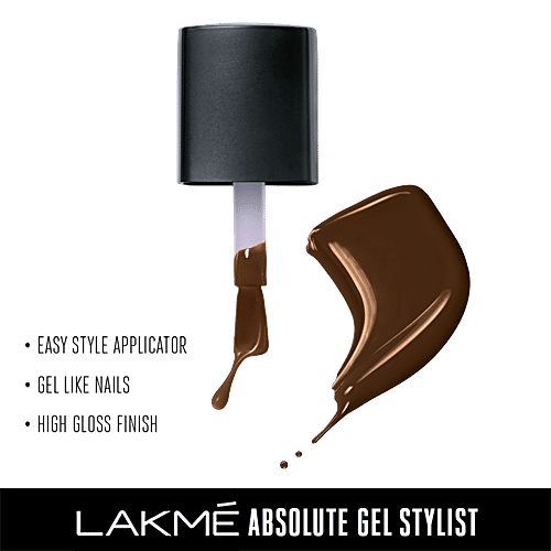 Lakme Absolute Gel Stylist Nail Color, 15 ml Deep Taupe Long-Lasting