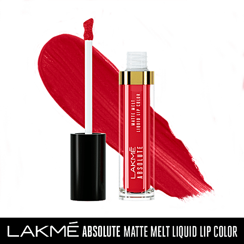 Lakme Matte Melt Liquid Lip Colour - With Rosehip Oil, Long Lasting, Moisturising, 6 ml Firestarter Red 