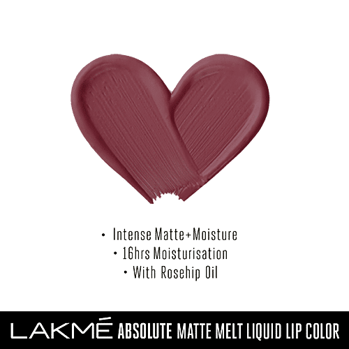 Lakme Matte Melt Liquid Lip Colour - With Rosehip Oil, Long Lasting, Moisturising, 6 ml Mulberry Feast 