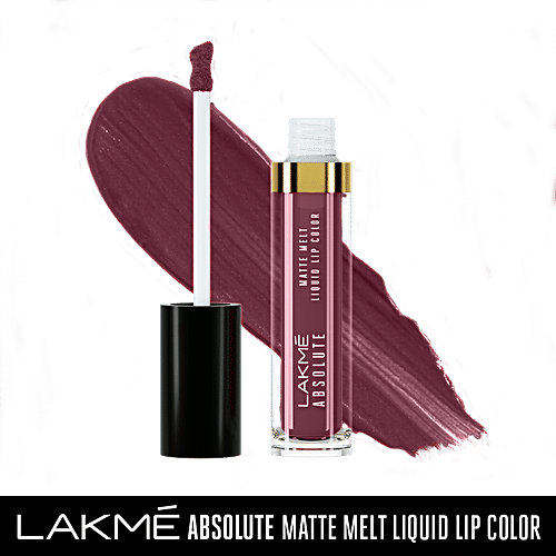 Lakme Matte Melt Liquid Lip Colour - With Rosehip Oil, Long Lasting, Moisturising, 6 ml Mulberry Feast 