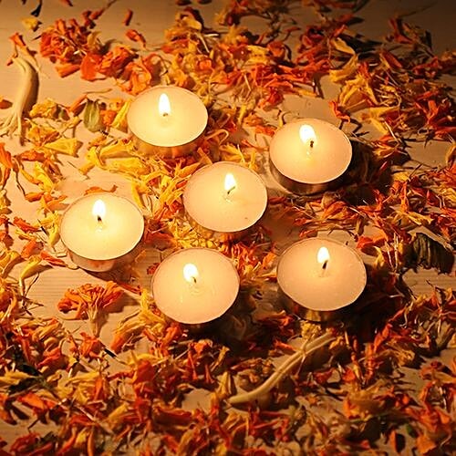 DP Wax Tealight Candles Metal - Smokeless, White, CD 81, 16 g Set of 25 