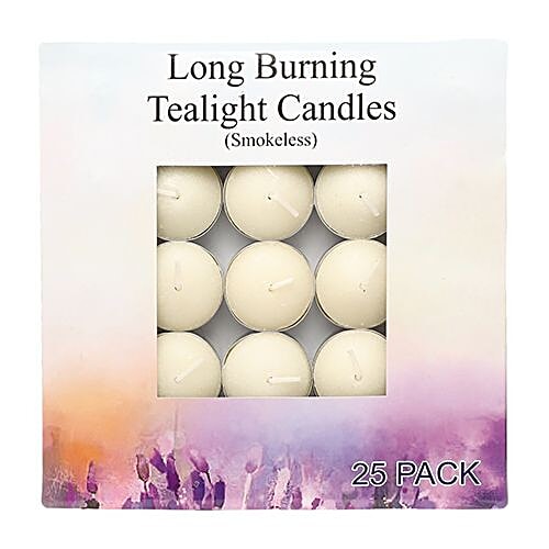 DP Wax Tealight Candles Metal - Smokeless, White, CD 81, 16 g Set of 25 