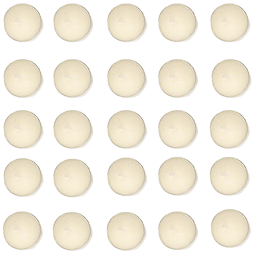 DP Wax Tealight Candles Metal - Smokeless, White, CD 81, 16 g Set of 25 