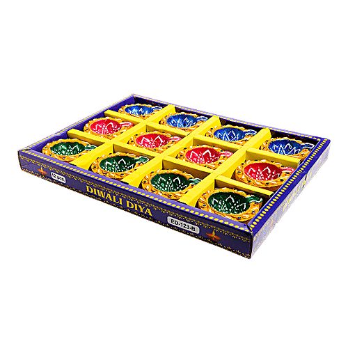 Diyaz Mud Diya - Assorted Color, ED123B, 12 pcs