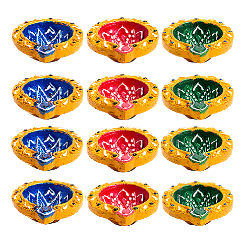Diyaz Mud Diya - Assorted Color, ED123B, 12 pcs