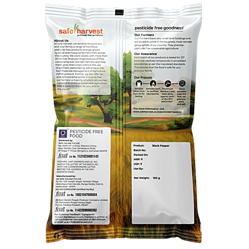 Safe Harvest Black Pepper, 100 g Pesticide Free Natural Food