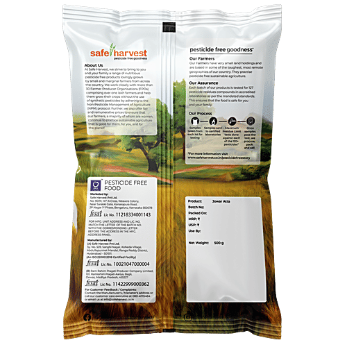 Safe Harvest Jowar Atta - Pesticide Free, 500 g  Pesticide Free