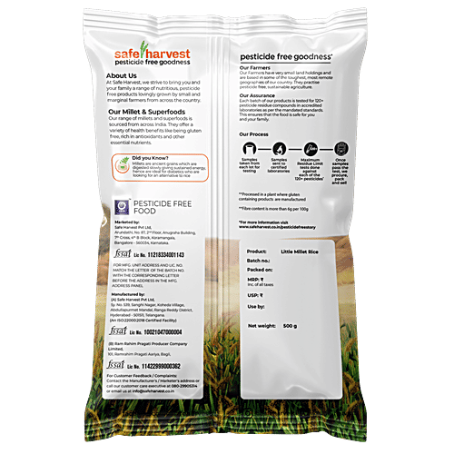 Safe Harvest Little Millet Rice - Pesticide Free, 500 g  Pesticide Free Natural Food