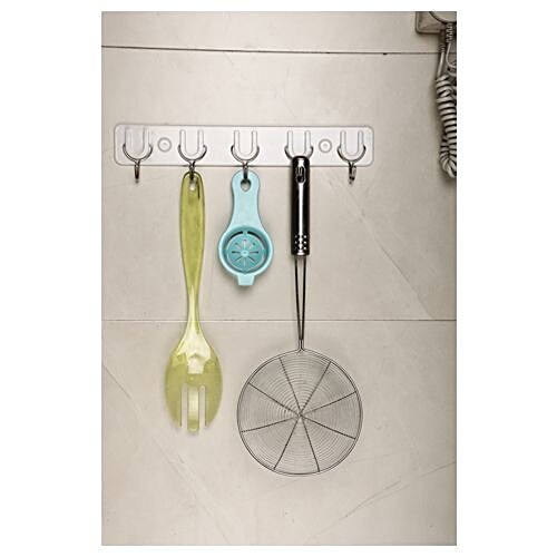 BB Home Plastic & Steel Hook/Hanger - Self Adhesive Cum Screw, BH 061, 1 pc (Set of 5) 