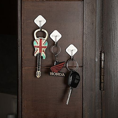 BB Home Plastic & Steel Hook/Hanger - Self Adhesive/Stickable, BH 057, 6 pcs  