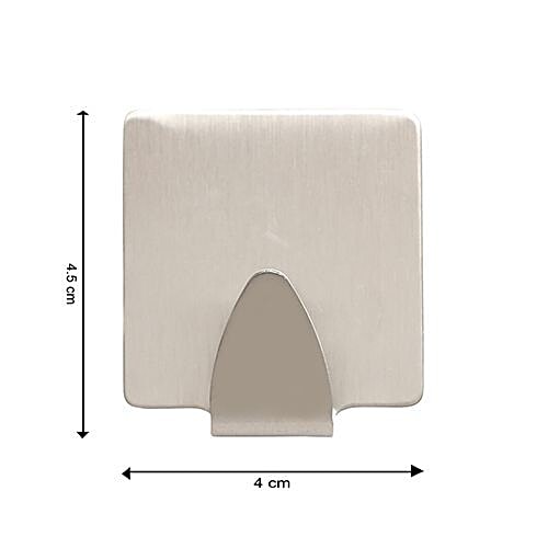 bb home Stainless Steel Hook - Self Adhesive/Stickable, Square Shape, 4 pcs  Strong & Long-Lasting Hold