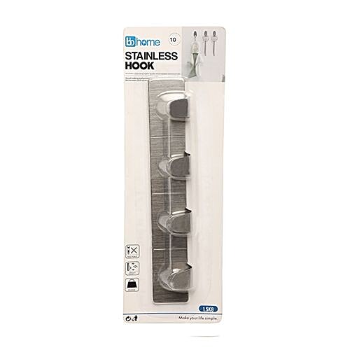 BB Home Steel Hook/Hanger Self Adhesive/Stickable - BH 053, 1 pc Set of 4 