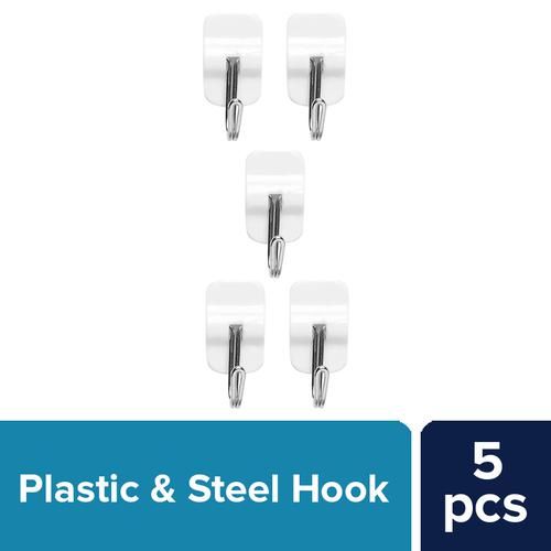 BB Home Plastic & Steel Hook/Hanger Self Adhesive/Stickable - Bh 056 5 pcs