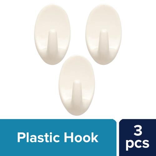 BB Home Plastic Hook - Self Adhesive/Stickable, Oval Shape, 3 pcs